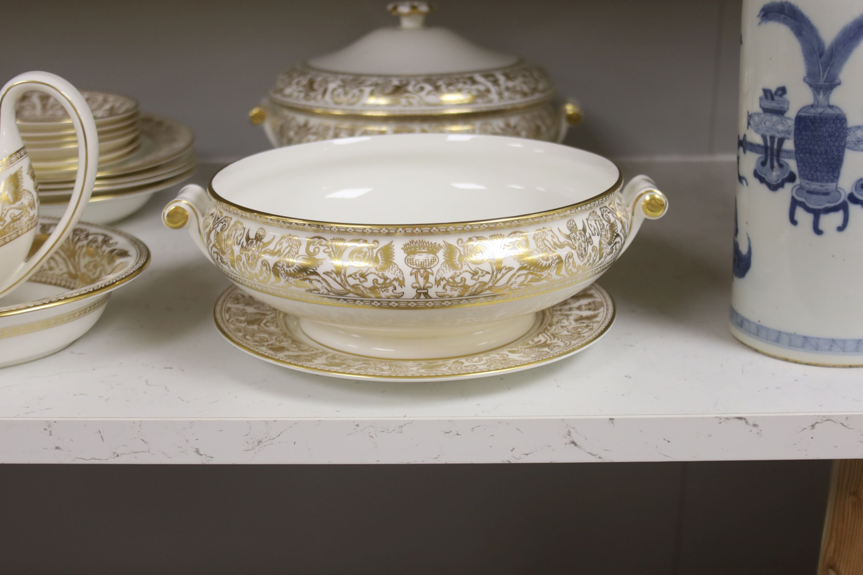 A Wedgwood Gold florentine pattern part tea coffee and dinner service